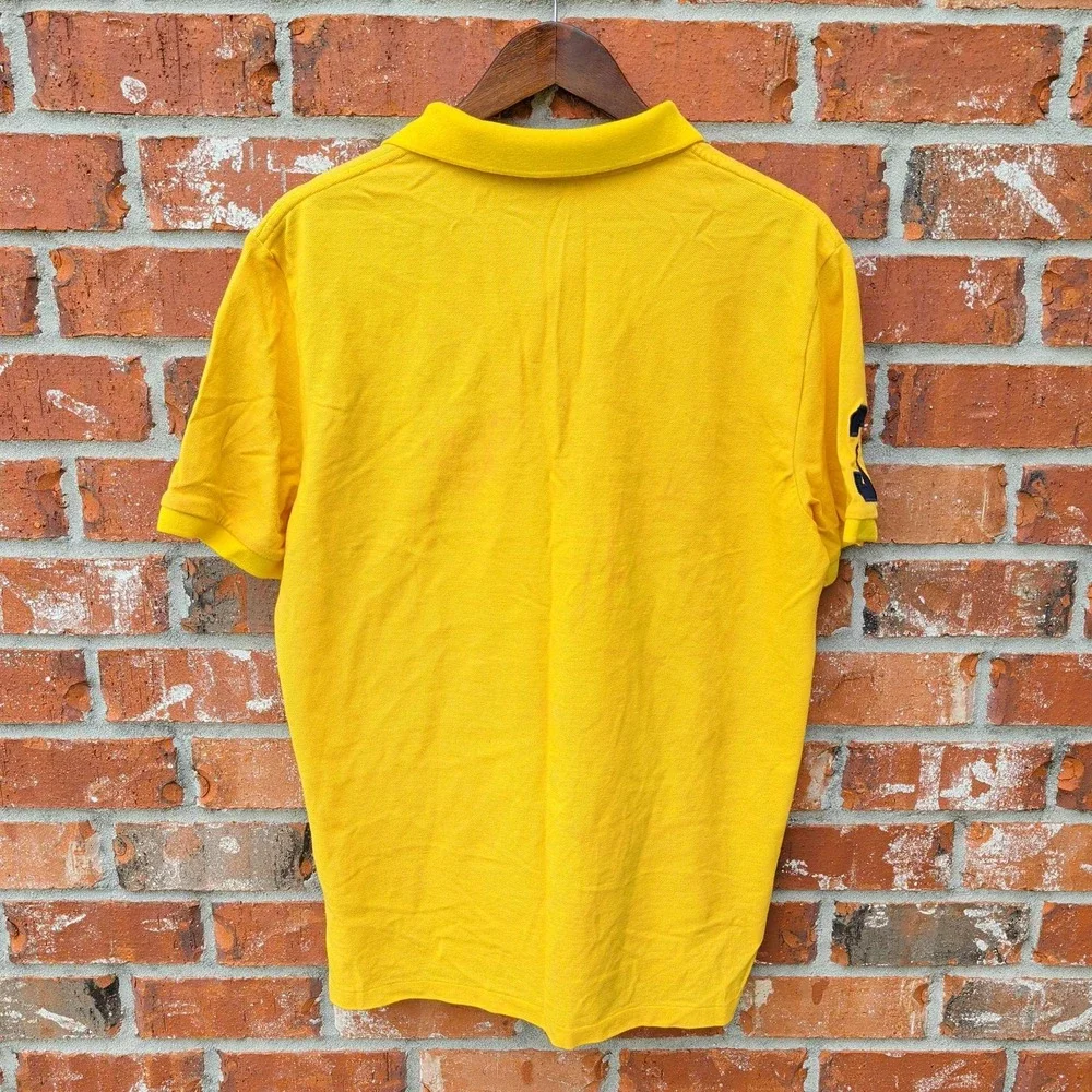 Polo Ralph Lauren Shirt Mens Large Yellow RLPC Crest Patch Classic Fit Short Slv